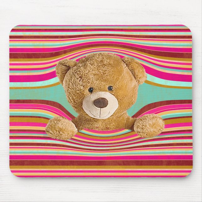 Teddybär in Streifen Mousepad (Vorne)