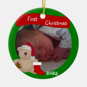 Teddybär individuell erstes Weihnachtsbaumanhänger Keramik Ornament