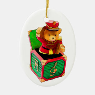 Teddybär Jack in the Box Keramikornament