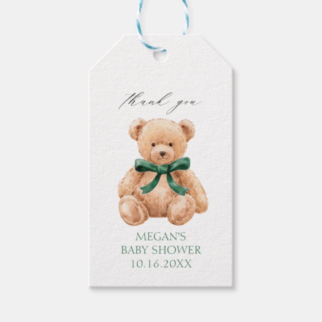 Teddybär-Junge-Baby-Party  Geschenkanhänger (Vorderseite)
