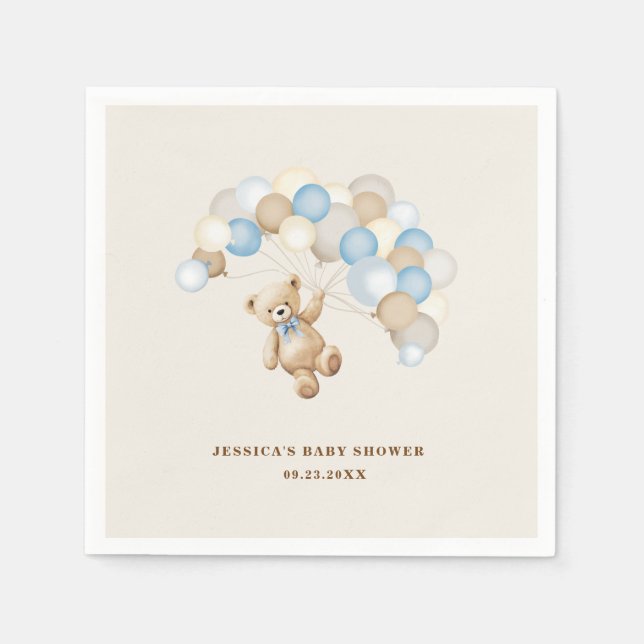 Teddybär-Junge-Baby-Party Serviette (Vorderseite)