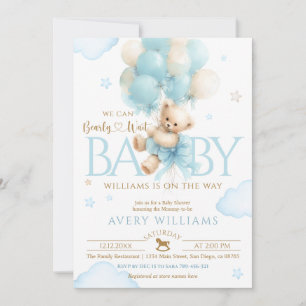 Teddybär Junge Baby Shower Blau Einladung