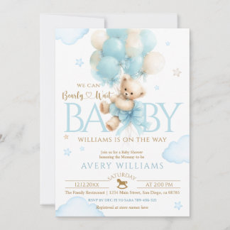 Teddybär Junge Baby Shower Blau Einladung