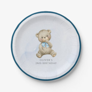 Teddybär Junge Geburtstag jedes Alters  Pappteller