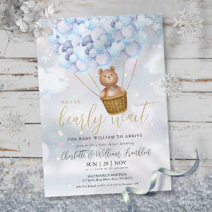 Teddybär-Junge-Winter-Baby-Party Kaum Warten Einladung
