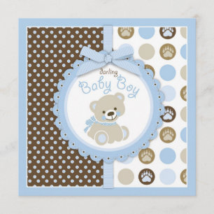 Teddybär-Jungen-Babyparty-Blau 2 Einladung