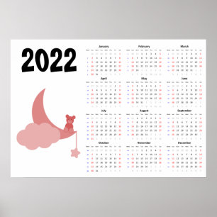 Teddybär Kalender 2022 Poster - Sonntag Start