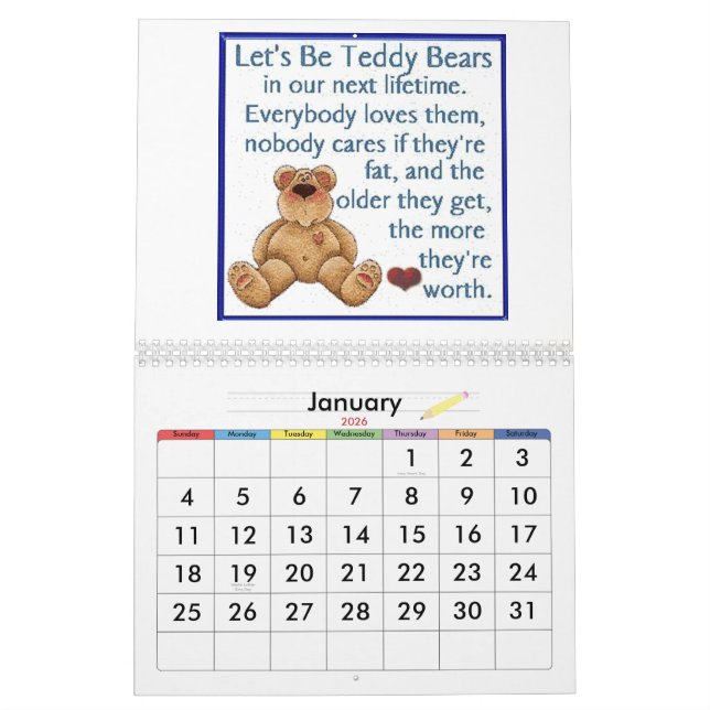 Teddybär-Kalender Kalender (Jan 2026)