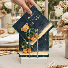 Teddybär Kariert Baby Shower im Preppy-Stil Serviette