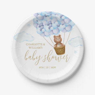 Teddybär Kaum warten Blaubärchen Babyparty Pappteller