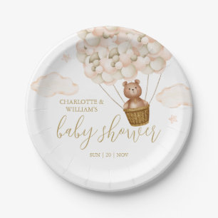 Teddybär Kaum Warten Gold Babyparty Pappteller