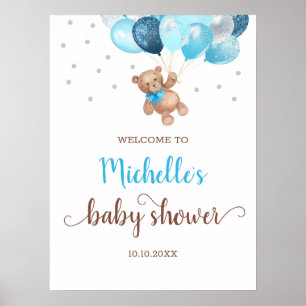 Teddybär Kaum warten Willkommen Babyparty Poster