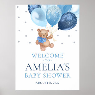 Teddybär Kaum warten Willkommen Babyparty Poster