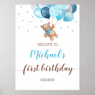 Teddybär Kaum warten Willkommen Erster Geburtstag Poster