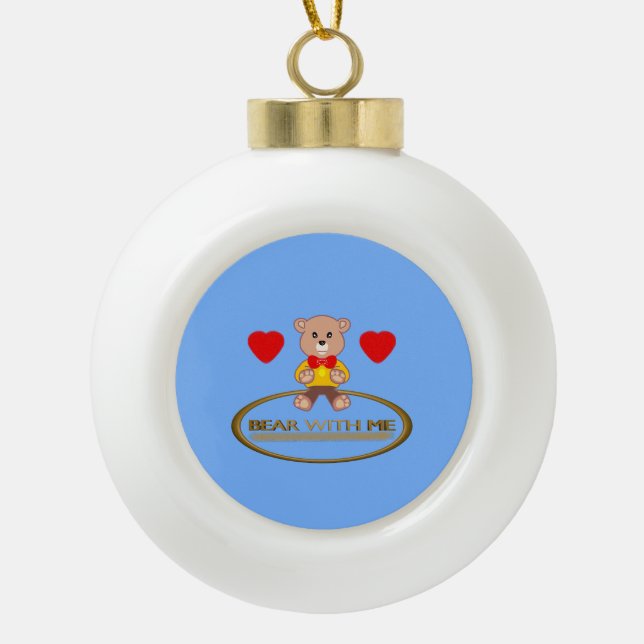 Teddybär  keramik Kugel-Ornament (Vorderseite)