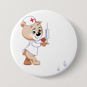 Teddybär-Krankenschwester-Knopf Button