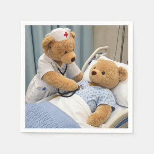 Teddybär-Krankenschwester mit Stethoskop Serviette