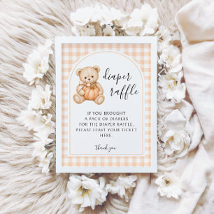 Teddybär-Kürbis-Boho-Windel-Raffle-Baby-Party Einladung