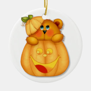 Teddybär-Kürbis Keramik Ornament