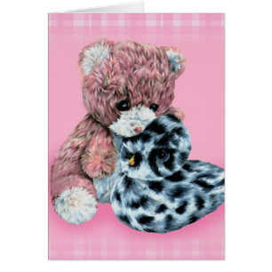 Teddybär Kuscheln rosa Alltagskarte für Baby oder