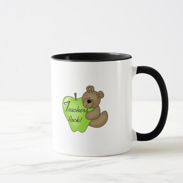 Teddybär-Lehrer-Felsen-T-Shirts und Geschenke Tasse (Rechts)