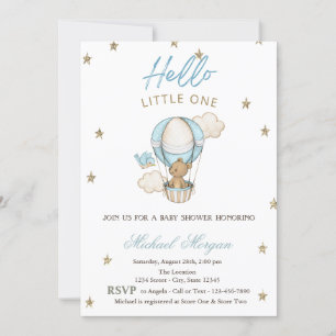 Teddybär Luftballon Glittersterne Baby Shower Einladung