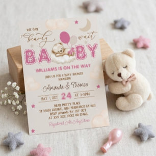 Teddybär-Mädchen-Baby-Party Einladung