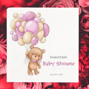 Teddybär-Mädchen-Baby-Party -Weiss Serviette