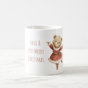 Teddybär Mädchen rotes Santa-Kleid Weihnachten Kaffeetasse