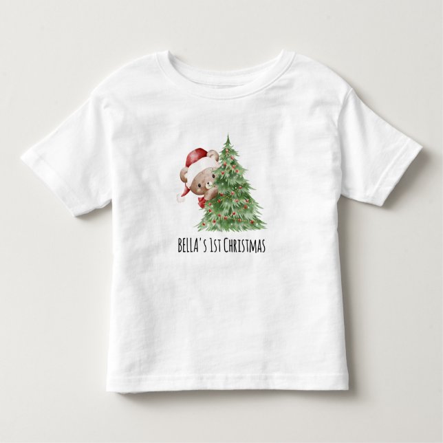 Teddybär Maßgeschneidertes Baby-Erstes-Christmas  Kleinkind T-shirt (Vorderseite)