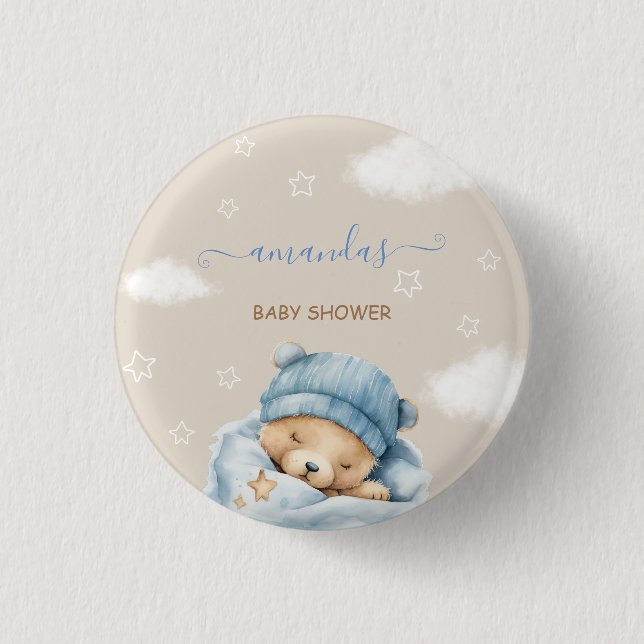 Teddybär Minimal Rustikal Button (Vorderseite)