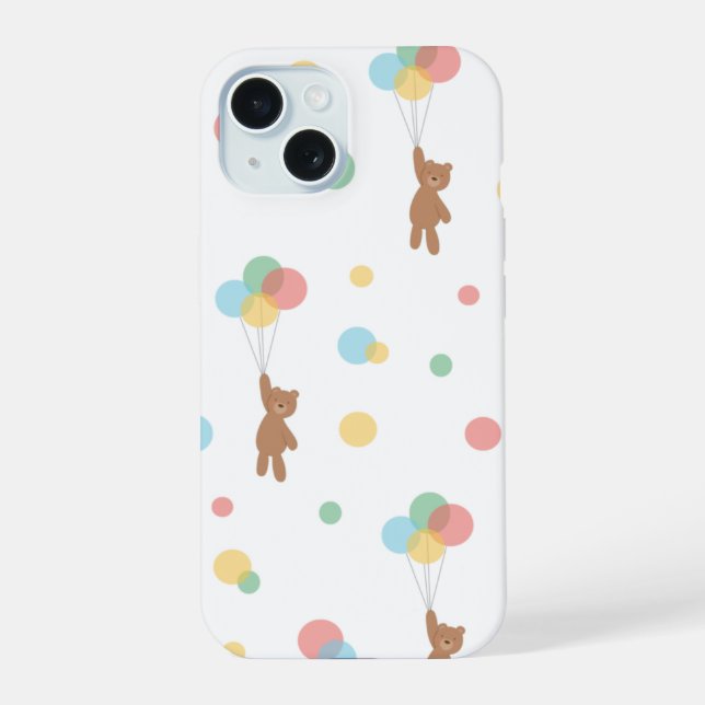 Teddybär mit Ballons  iPhone 15 Hülle (Rückseite)