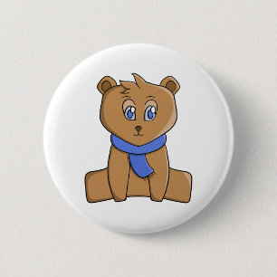 Teddybär mit blauem Schal Button