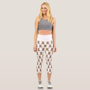 Teddybär mit blauem Schal Capri Leggings