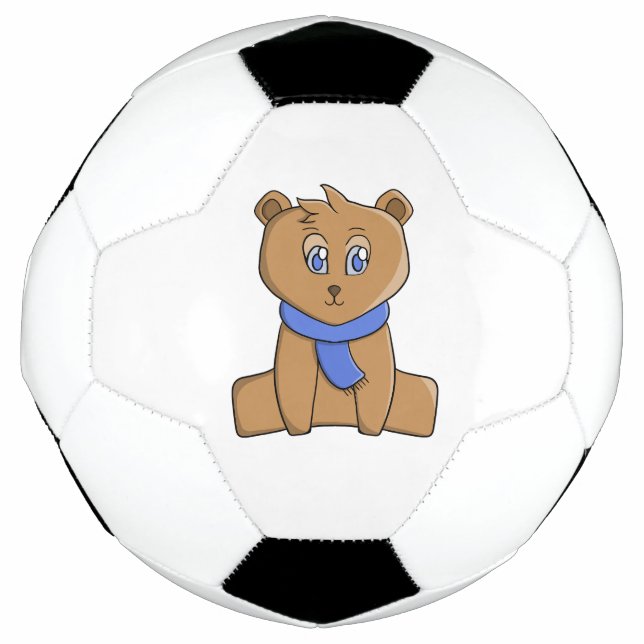 Teddybär mit blauem Schal Fußball (Vorderseite)