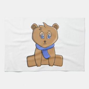 Teddybär mit blauem Schal Geschirrtuch