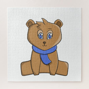 Teddybär mit blauem Schal Puzzle