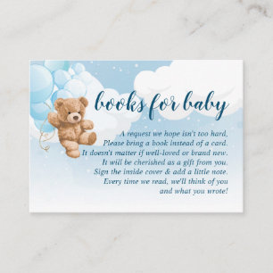 Teddybär mit blauen Ballons Bücher für Baby Karte