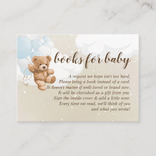 Teddybär mit blauen Ballons Bücher für Baby Karte