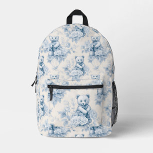 Teddybär mit blauen Rose Druckknopfbeutel Bedruckter Rucksack