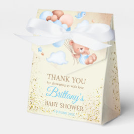 Teddybär mit braunen und blauen Ballons und Wolken Geschenkschachtel