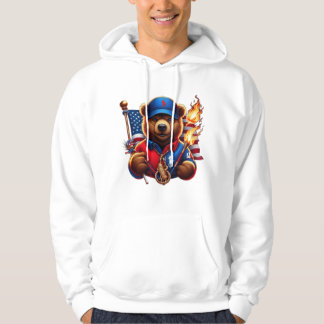 Teddybär mit brennender Flagge Hoodie