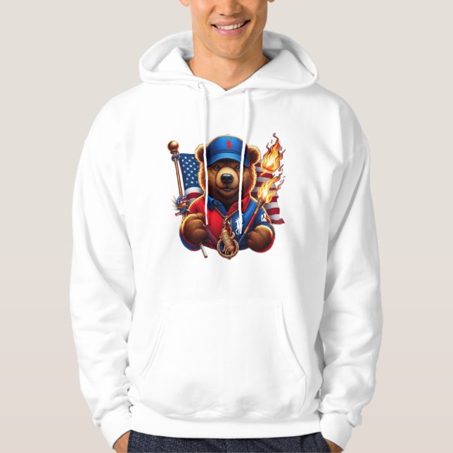 Teddybär mit brennender Flagge Hoodie (Vorderseite)