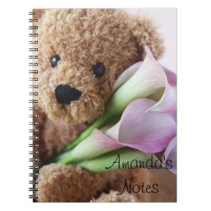 Teddybär mit Calla-Lilienheft Notizblock