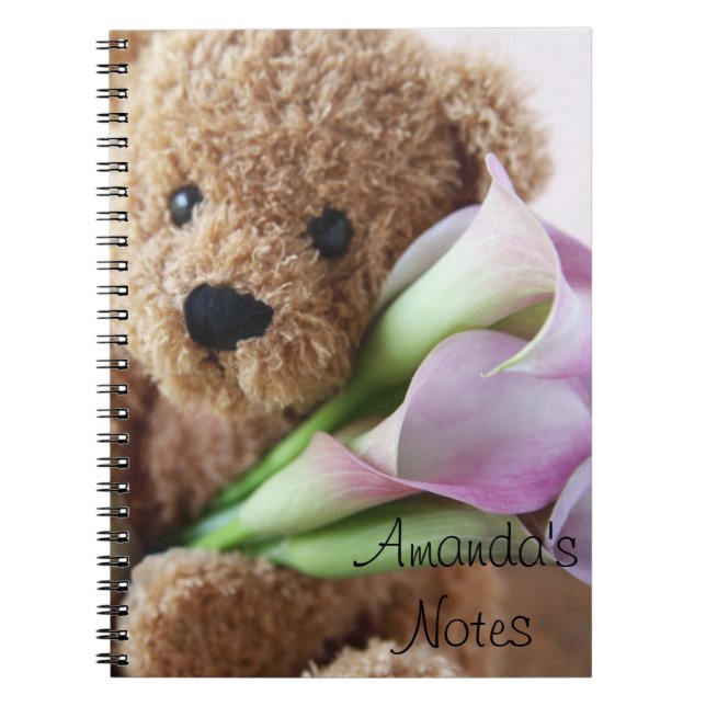 Teddybär mit Calla-Lilienheft Notizblock (Vorderseite)