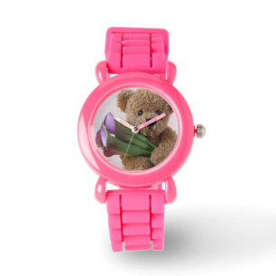 Teddybär mit der Uhr des Callalilien-Mädchens