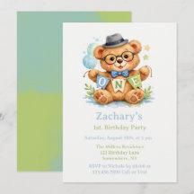 Teddybär mit EINEM Banner 1. Geburtstag