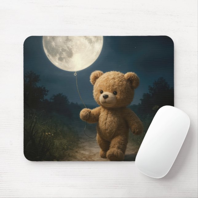 Teddybär mit einem Mondballon Mousepad (Mit Mouse)