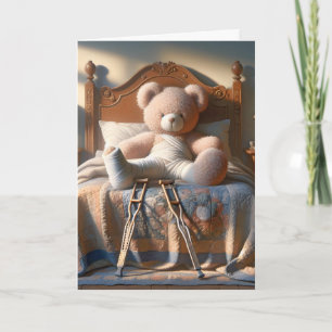 Teddybär mit gebrochenem Bein gute Besserung Karte