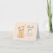 Teddybär mit gelber Schleife Baby Shower Dankeschö